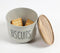 Matte-Grey Typographic Metal Canister with Wooden Lid