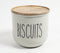Matte-Grey Typographic Metal Canister with Wooden Lid