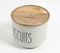Matte-Grey Typographic Metal Canister with Wooden Lid