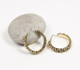 Metallic Beaded Hoop Earrings