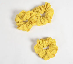 Luster Striped Lemon Scrunchie hair ties set of 3