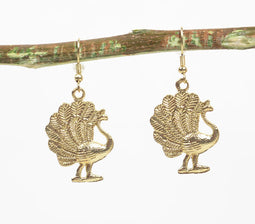 Metallic Peacock Dangle Earrings