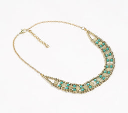 Metallic Coin & Aqua Beaded necklace