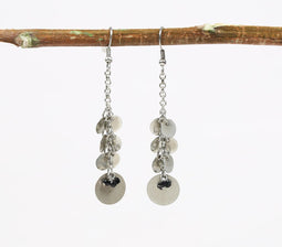 Metallic Clustered & Beaded Dangle Earrings