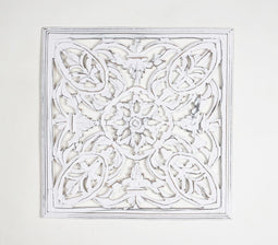 MDF White Medallion Distressed Wall Plaque