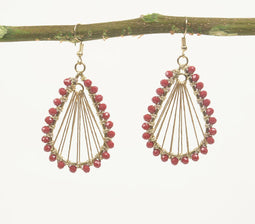 Metallic Yarn-Wrapped Gold-Toned Iron Droplet Earrings