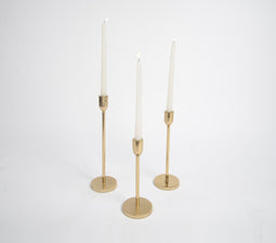 Minimal Gold Tone Aluminium Candle Sticks (Set of 3)