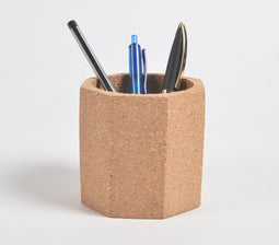 Minimal Hexagonal Prism Cork Pen Holder