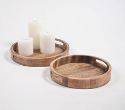 Minimal Mango Wood Round Trays (Set of 2)