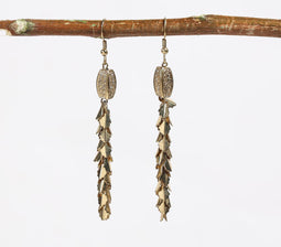 Metallic Leaf Charm Dangle Earrings