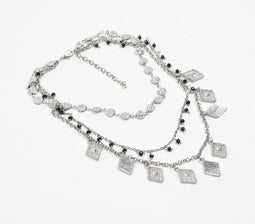 Metallic Diamond Charms Layered Necklace