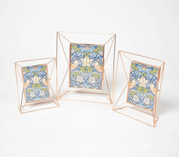 Minimal Rose-Gold Metal & Glass Photo frames (set of 3)
