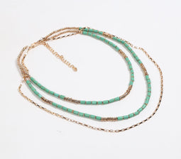 Mint Beaded Layered Chain necklace