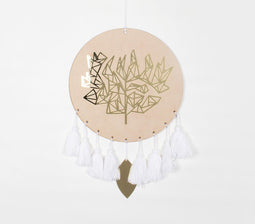 Mirror-Finishing Acrylic & Round MDF Tasseled Wall Hanging