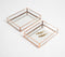 Minimal Rose-gold Metal & Glass Vanity Trays with Mirror Base set of 2
