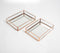 Minimal Rose-gold Metal & Glass Vanity Trays with Mirror Base set of 2