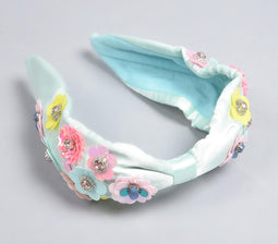 Mint Blue Floral Hair Band