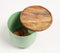 Matte-Green Typographic Metal Canister with Wooden Lid