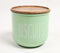 Matte-Green Typographic Metal Canister with Wooden Lid