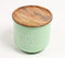 Matte-Green Typographic Metal Canister with Wooden Lid