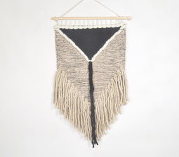 Monochrome Fringed Cotton & Wool Wall Hanging