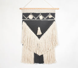 Monochrome Tasseled & Fringed Wall Hanging