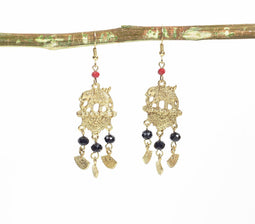 Metallic Elephant Charm Beaded Earrings