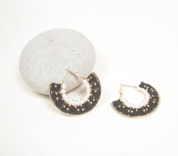 Monotone Beaded Fan Hoop Earrings
