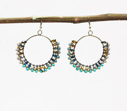 Multicolor Beads Hoop Earrings