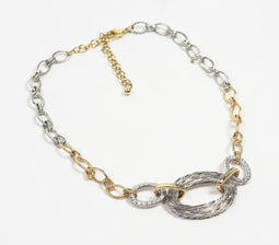 Monochrome-Toned Iron Twisted-Chain Necklace with Extension Chain