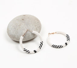 Monochrome Beaded Hoop Earrings