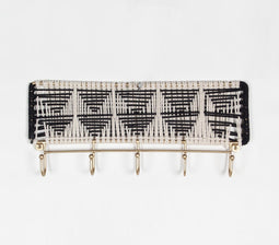 Monochrome Macrame & Gold-Toned Wall-Mount Hook