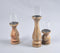 Natural Mango Wood & Glass Pillar Candle Holders (Set of 3)