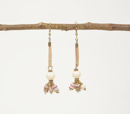 Neutral 'Beaded on Line' Dangle Earrings