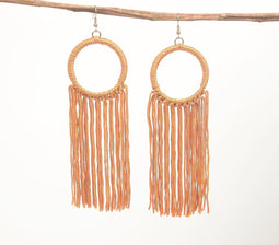 Nylon-Wrapped Iron Cluster-Dangle Earrings