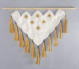 Mustard Tasseled Crochet Wall Hanging