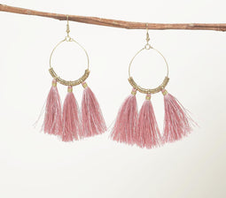 Nylon-Wrapped Iron Monochrome Shoulder-Duster Earrings