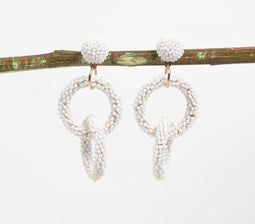 Orbit Beaded Ivory Dangle Earrings