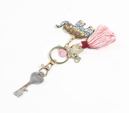 Mosiac Elephant Charm Tasseled Keychain