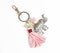 Mosiac Elephant Charm Tasseled Keychain
