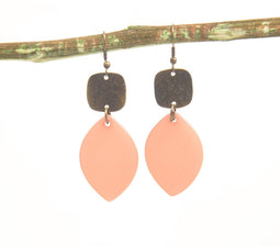 Peach Resin & Metallic Drop Earrings