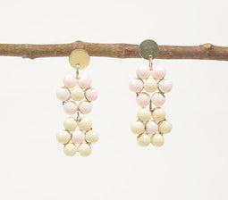Pastel Beaded Floral Dangle Earrings