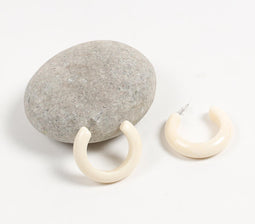Off-White Resin Minimal C-Hoop Earrings