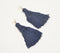 Navy Blue Tasseled Dangle Earrings