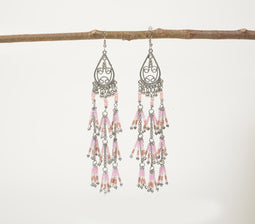 Pastel Beads Layered Dangle Drop Earrings