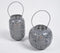 Perforated Grey Iron Lanterns (Set of 2)