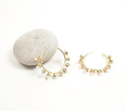 Pearls & Sequins Golden-Toned Hoop Earrings