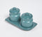 Pottery Ceramic Teal Tray & 2 Jars with Lids