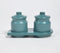 Pottery Ceramic Teal Tray & 2 Jars with Lids
