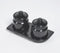 Pottery Ceramic Black Tray & 2 Jars with Lids